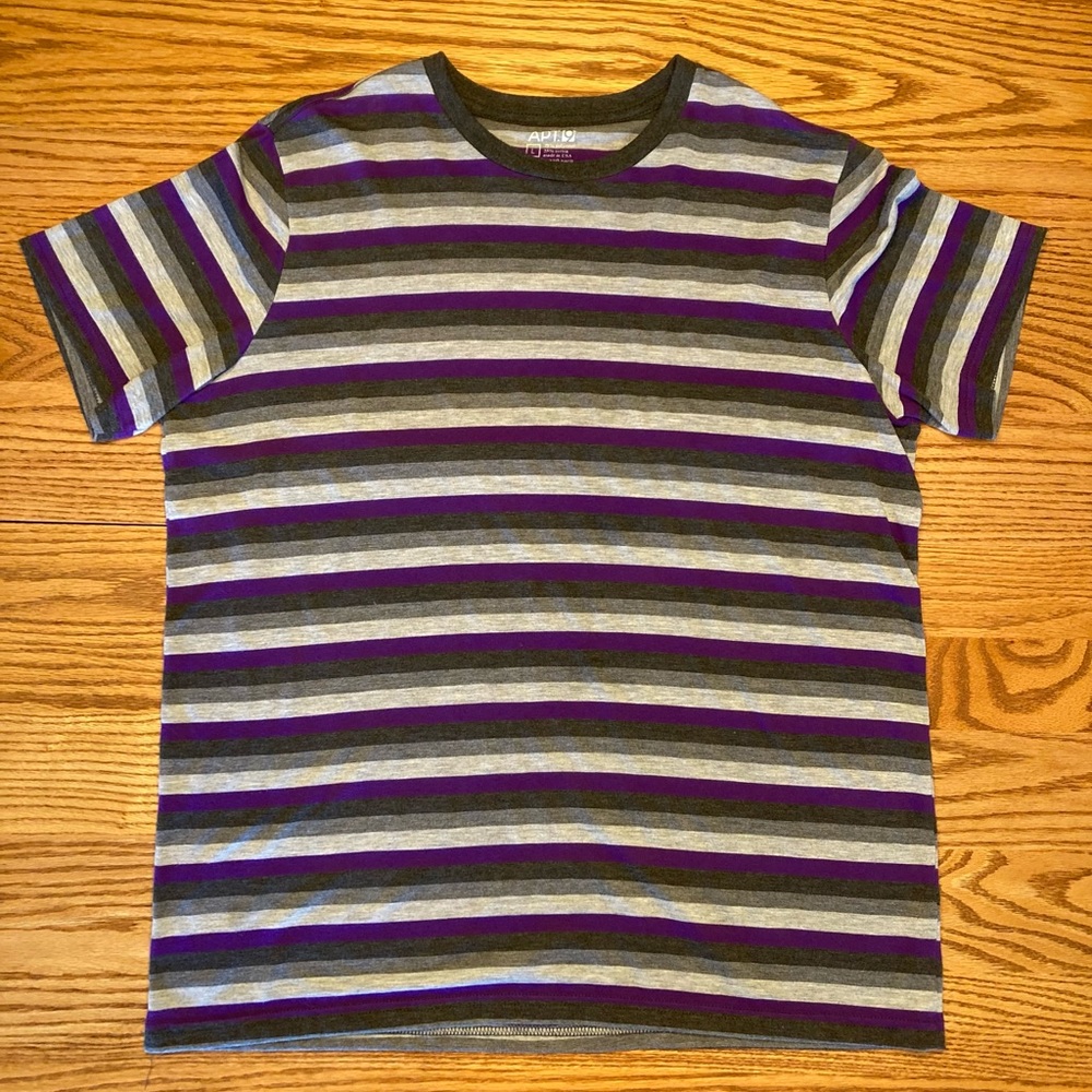 APT. 9 Purple & Gray Striped T-Shirt (Used)